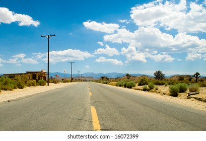 Roadside Diner On Desert Highway