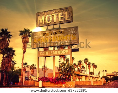 Roadside motel sign - iconic desert Southwest USA 