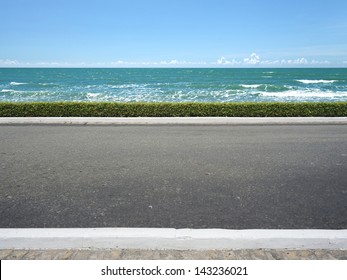 Roadside View And Beach Background