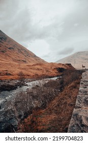 Roadside View In Scotland Scenery Brown Autumn Cloudy Moody Pretty