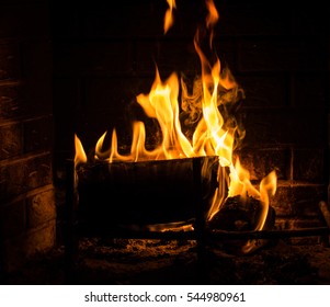 Roaring Fire in the Fireplace 