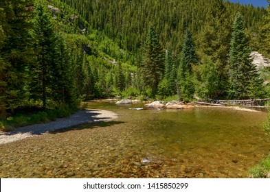 Roaring Fork River Headwaters Between Aspen And Independence Pass In Summer (Pitkin County, Colorado, USA) 