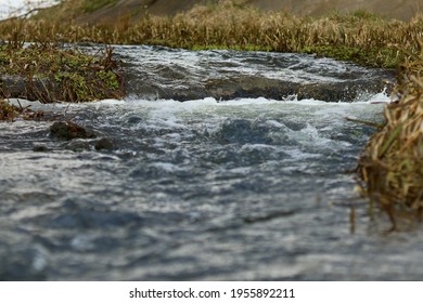 Roaring Rapids In A Narrow River, Falling Water