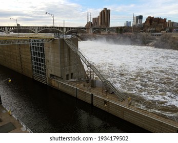 Roaring Rapids At River Dam