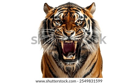 A Roaring tiger isolated of transparent White background