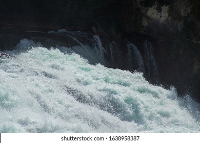 The Roaring Waters Of The Rhine Falls Going Over The Edge,