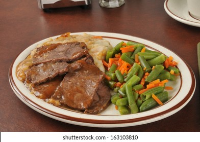 Roast Beef With Mashed Potatoes And Gravy