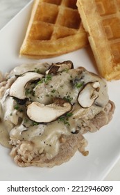 Roast Beef With Mushroom Gravy And Waffles