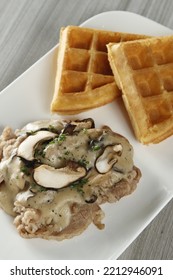 Roast Beef With Mushroom Gravy And Waffles