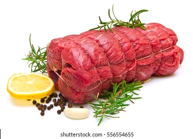 Roast Of Beef With Rosemary On White