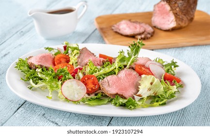 Roast Beef Salad On The Serving Plate