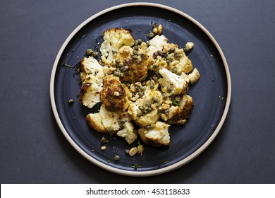 Roast Cauliflower With Capers And Crushed Hazelnuts