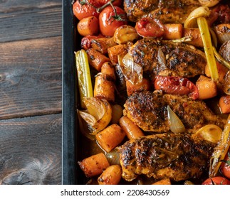 Roast Chicken Breast With Vegetables On A 