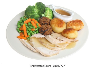 Roast Chicken Dinner With Individual Gravy Boat