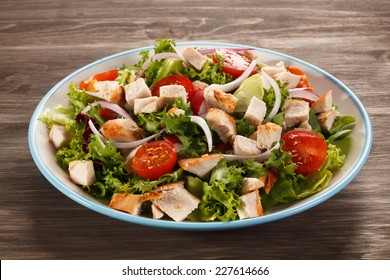 Roast chicken fillet and vegetables