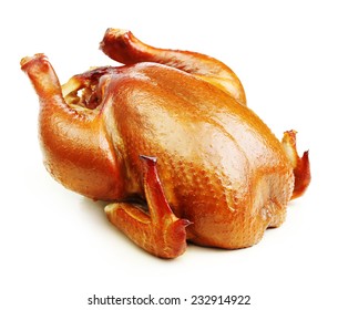 Roast Chicken Isolated On White Background.