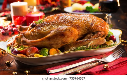 Roast Christmas Duck With Thyme And Apples