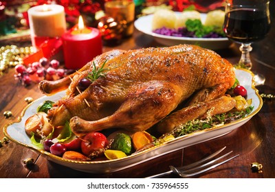 Roast Christmas Duck With Thyme And Apples