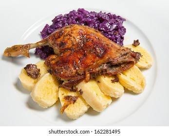 Roast Duck, Red Cabbage And Potato Dumplings 