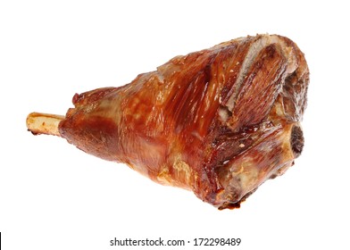 Roast Half Leg Of Lamb Isolated Against White