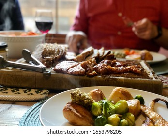 Roast Pork English Sunday Lunch At The Table