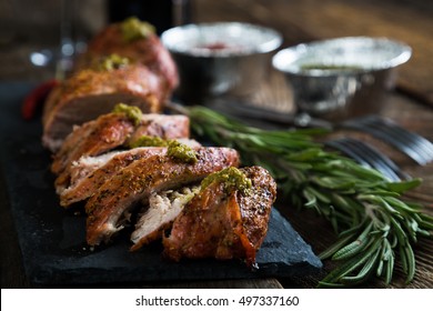 Roast Pork Tenderloin With Herbs And Red Wine