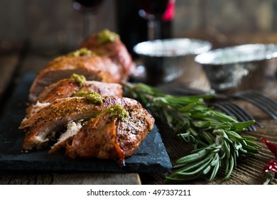 Roast Pork Tenderloin With Herbs And Red Wine