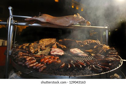 roast suckling pig on a barbecue
