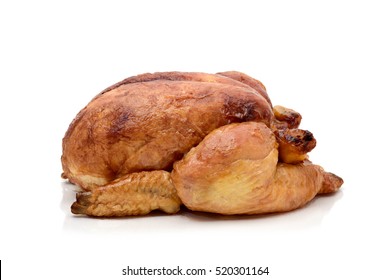 A Roast Turkey Or A Roast Chicken On A White Background