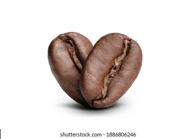 roasted aromatic coffee beans on a white background, located one after another and forming a heart shape. love coffee logo concept. studio macro photography - Powered by Shutterstock