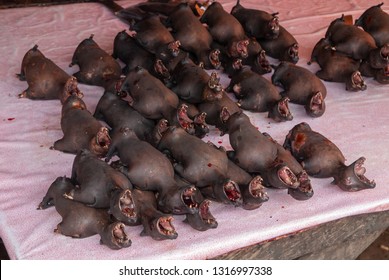 Roasted bats at Tomohon market, Sulawesi, Indonesia