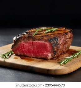 roasted beef brisket flat steak on a plate - Shutterstock ID 2395444573