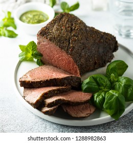 Roasted Beef With Mint Sauce