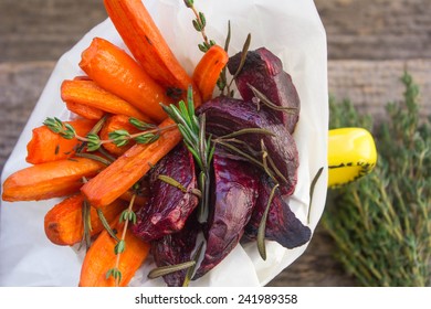 Roasted Carrots And Beets With Thyme And Rosemary