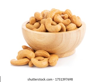 Roasted cashew nut in bowl isolated on white background