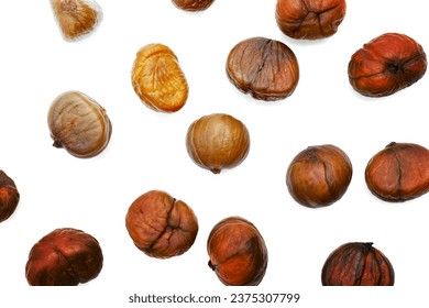 roasted chestnut isolated on white background ,top view