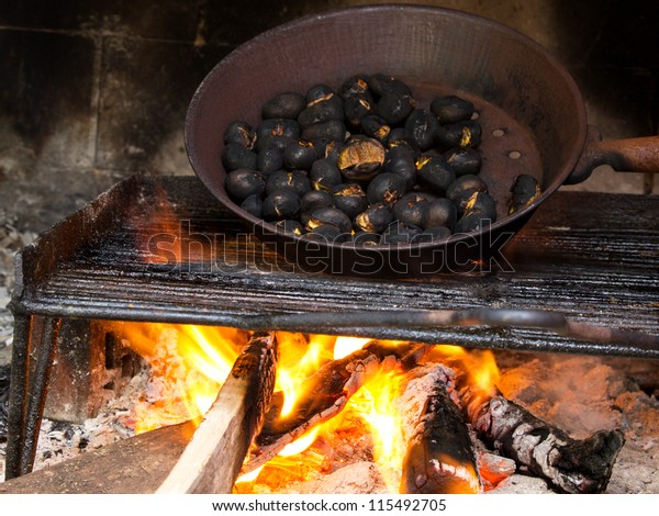 Roasted Chestnuts Fireplace Stock Photo Edit Now 115492705