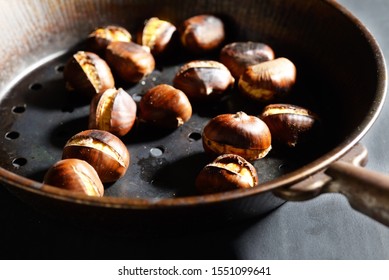 Roasted Chestnuts On A Perforated Pan