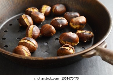 Roasted Chestnuts On A Perforated Pan