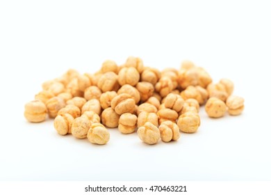 Roasted Chick Peas On White Background