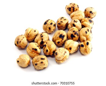 Roasted Chick Peas On A White Background