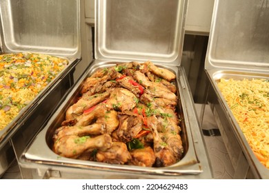 A Roasted Chicken In The Cuisine Pan In A Nigerian Restaurant