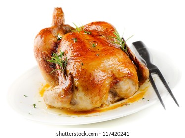 Roasted Chicken Isolated On White