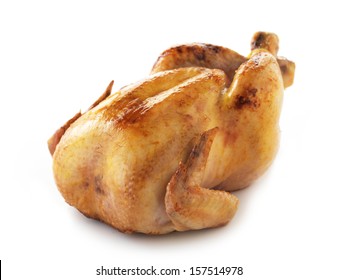 Roasted chicken on white background