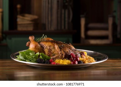 Roasted Chicken at table 
