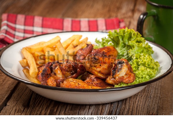 Roasted Chicken Wings Chips Selective Focus Stock Photo (Edit Now ...