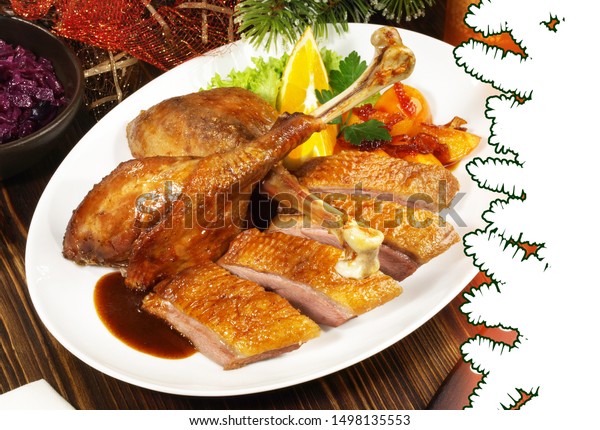 Roasted Christmas Goose Christmas Decoration Stock Image