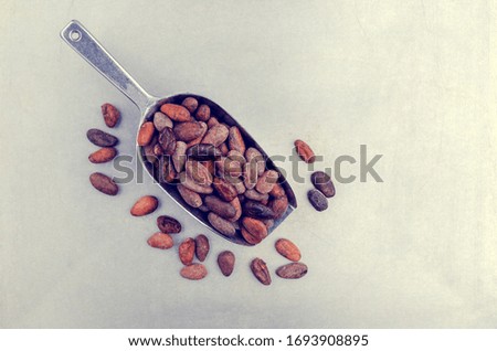 Image, Stock Photo Wooden background with almonds and chia seeds