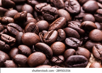 Roasted Coffee Bean Close Up.