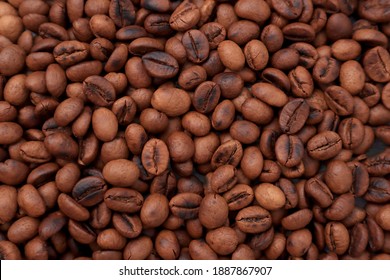 Roasted Coffee Beans Background, Caffee Cafe Brew Beverage Concept